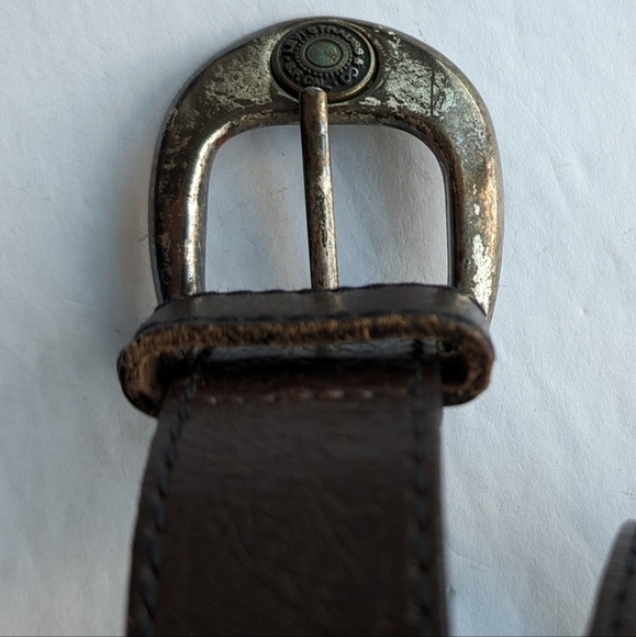 Vintage Levi's leather belt engraved western brown sz M - Picture 4 of 9